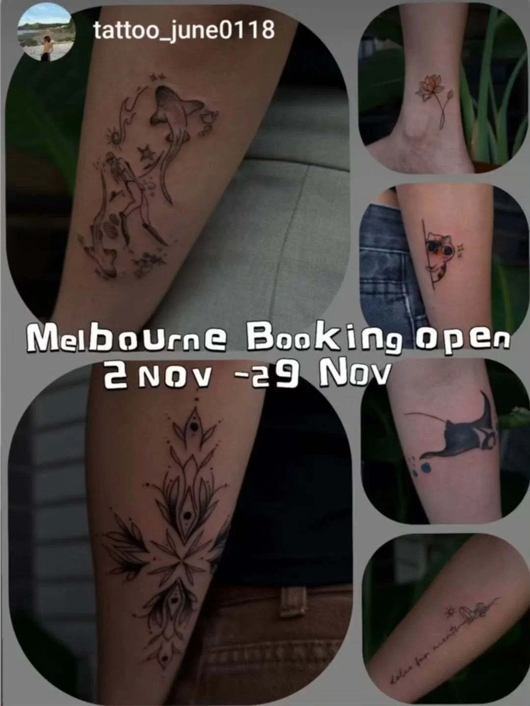 We are delighted to announce that the exceptionally skilled and charming tattoo artist @tattoo_june0118 will be returning to Melbourne for a guest spot from the 2nd to the 29th of November. If you are interested in scheduling an appointment, please d