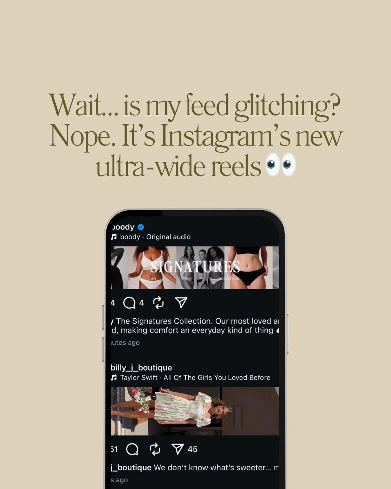 You&rsquo;re not dreaming&hellip; 👀
I thought Insta was glitching when I first saw this new format pop up in my feed.

Turns out ultra-wide 5120 x 1080 reels could be a thing - and they&rsquo;re getting extra love from the algorithm. 

Not much circ