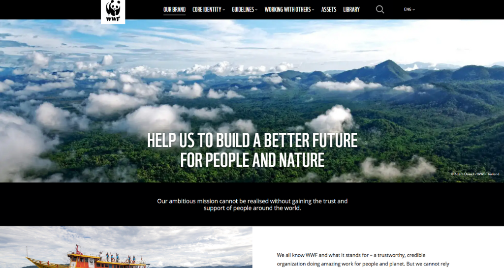 Screenshot of WWF’s Brand Style Guide