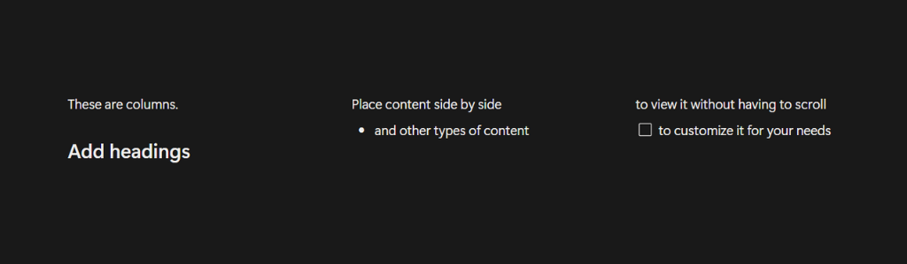 Screenshot of a Column Block in Notion