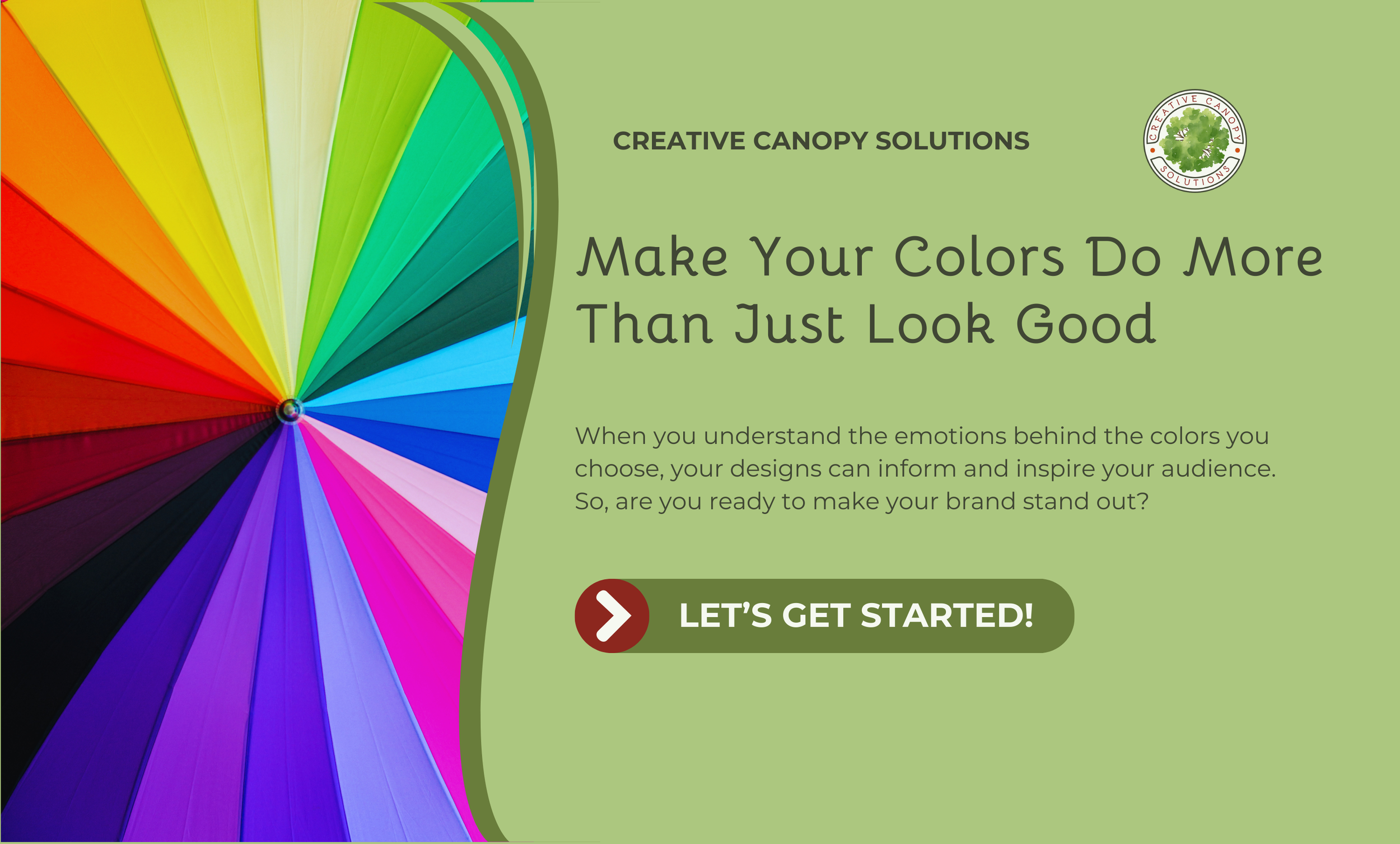 Call to action to contact me for help with brand colors and design