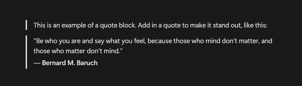 Screenshot of a Quote Block in Notion