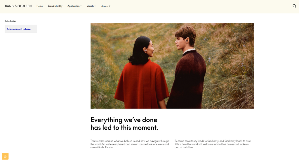 Screenshot of Bang & Olufsen’s Brand Style Guide