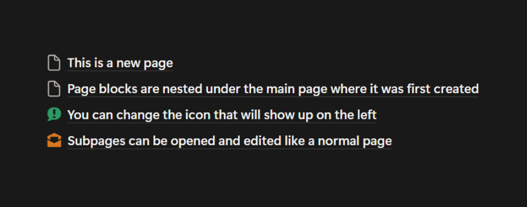 Screenshot of a Page Block in Notion