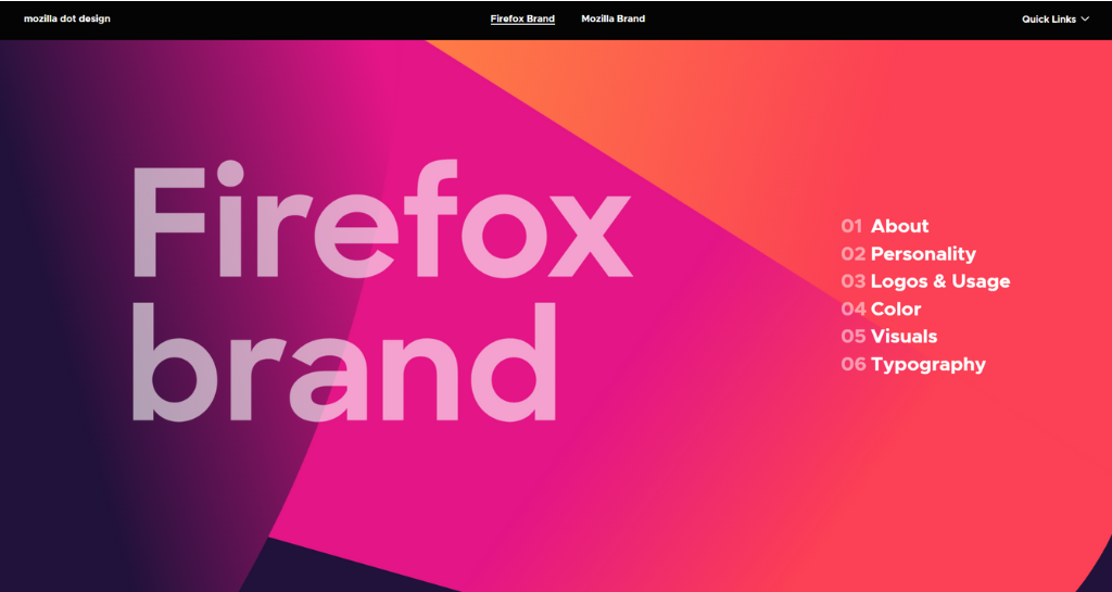Screenshot of Firefox Brand Style Guide