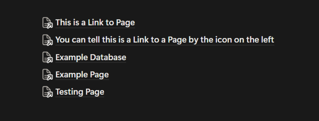 Screenshot of a Link to Page Block in Notion