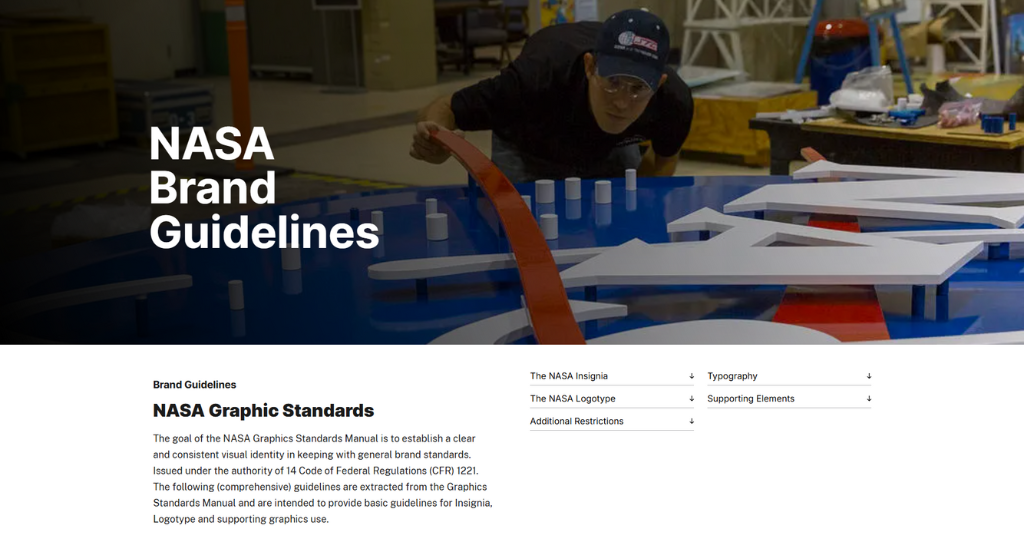 Screenshot of NASAs Brand Style Guide