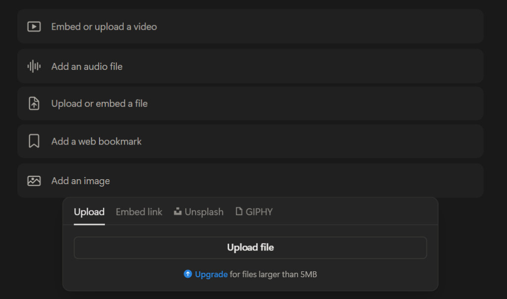 Screenshot of a Media Block in Notion