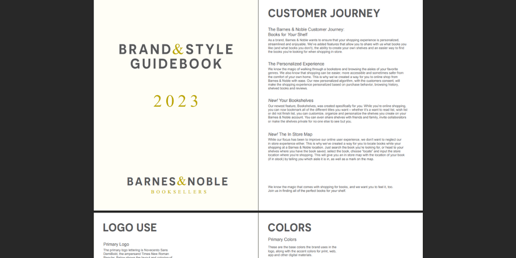 Screenshot of Barnes & Noble Brand Style Guide
