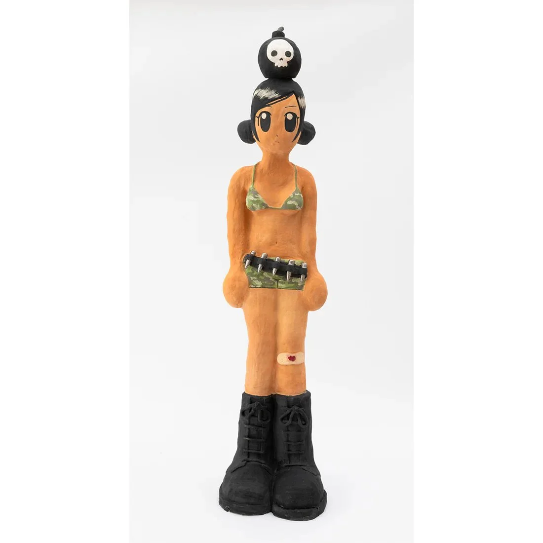 Fat Man's Daughter, 2024, stoneware, underglaze, gouache, nail polish, 95 x 22 x 19 cm
