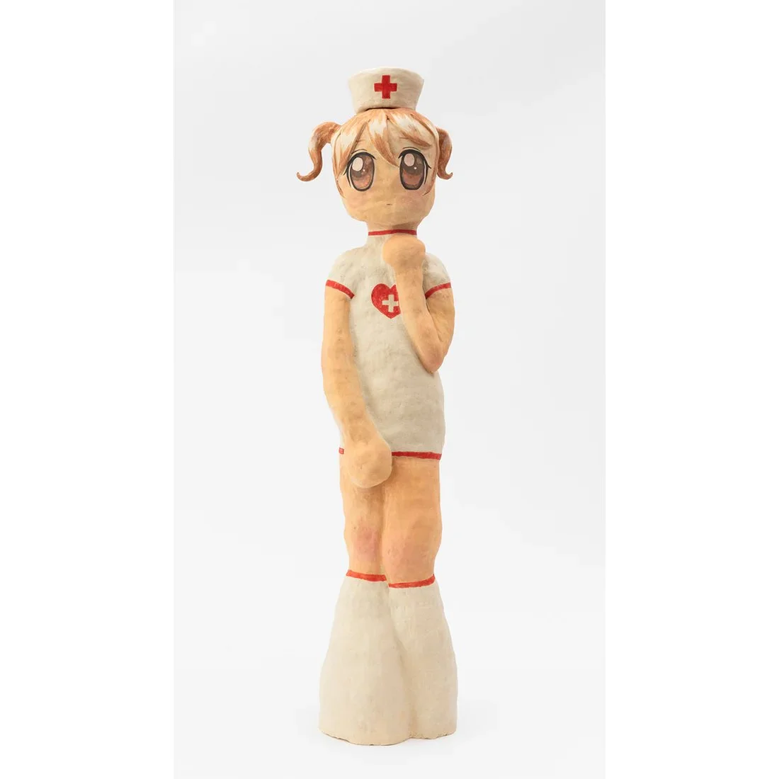An Apple a Day (Mayumi), 2024, stoneware, underglaze, gouache, 80.5 x 21 x 16 cm