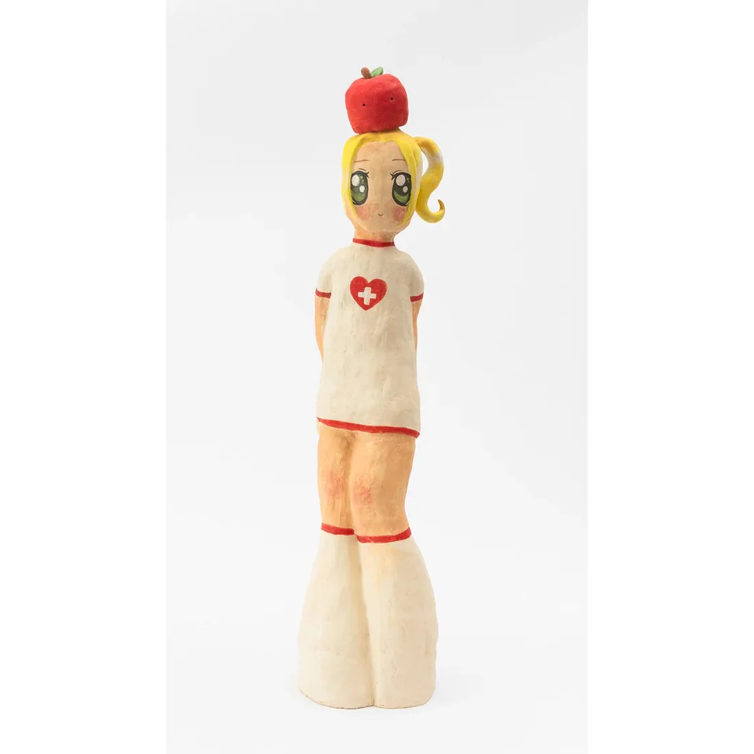 An Apple a Day (Stacy), 2024, stoneware, underglaze, gouache, 75.5 x 18 x 14 cm