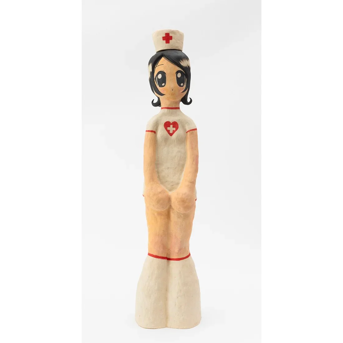 An Apple a Day (Nana), 2024, stoneware, underglaze, gouache, 81 x 20 x 15 cm