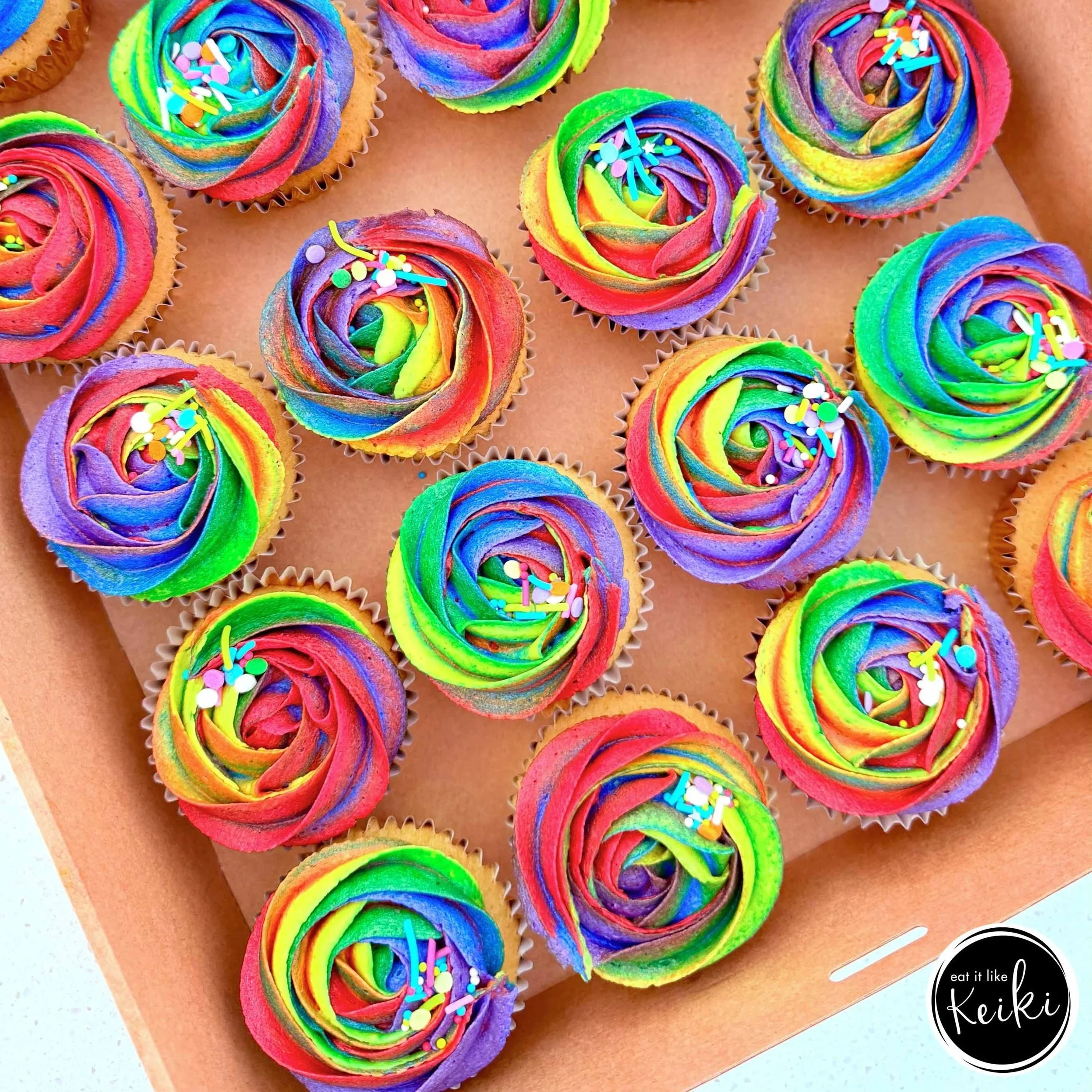 Rainbow swirl cupcakes
