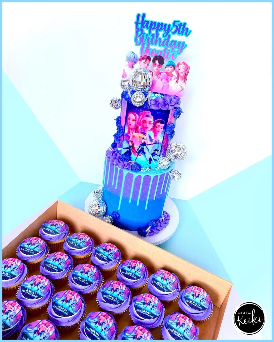 It&rsquo;s time for another KPop Demon Hunter party 🩵
Matching cupcakes are such a vibe!!

We are gearing up for a big summer, if you are yet to order your party cake, book soon 💕