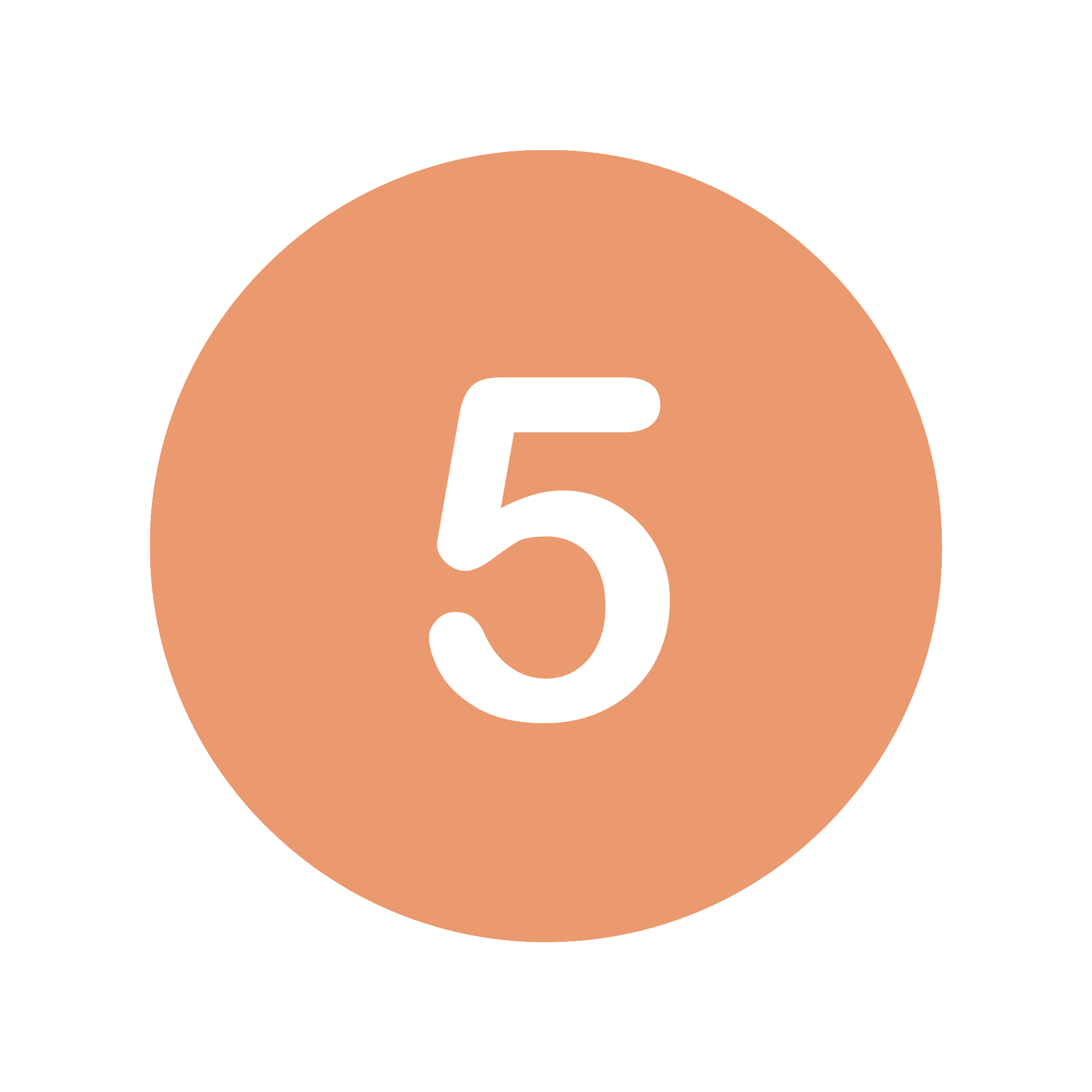 An illustrated countdown timer showing number five, with a large white number 5 inside an orange circle on a black background.