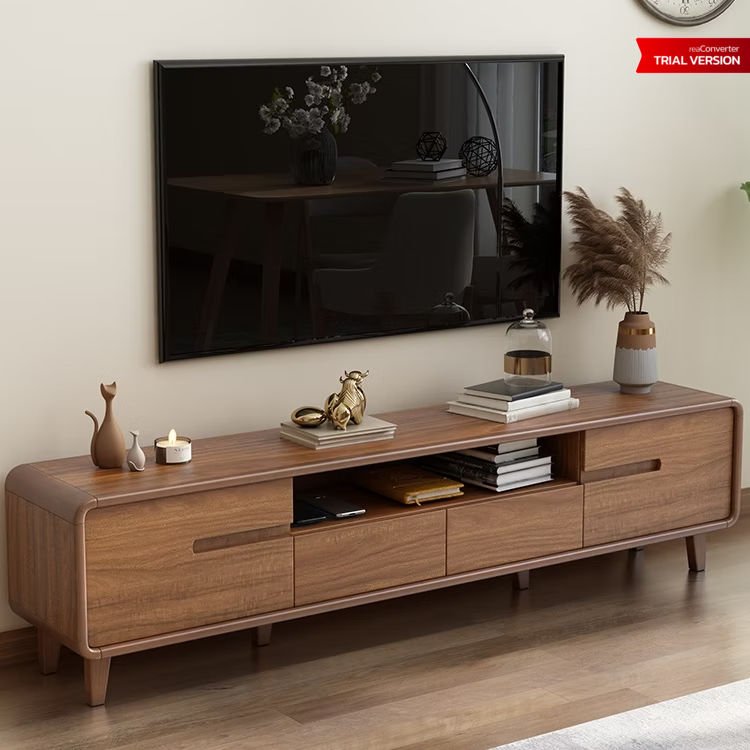 Modern Minimalist Solid Wood Frame TV Cabinet