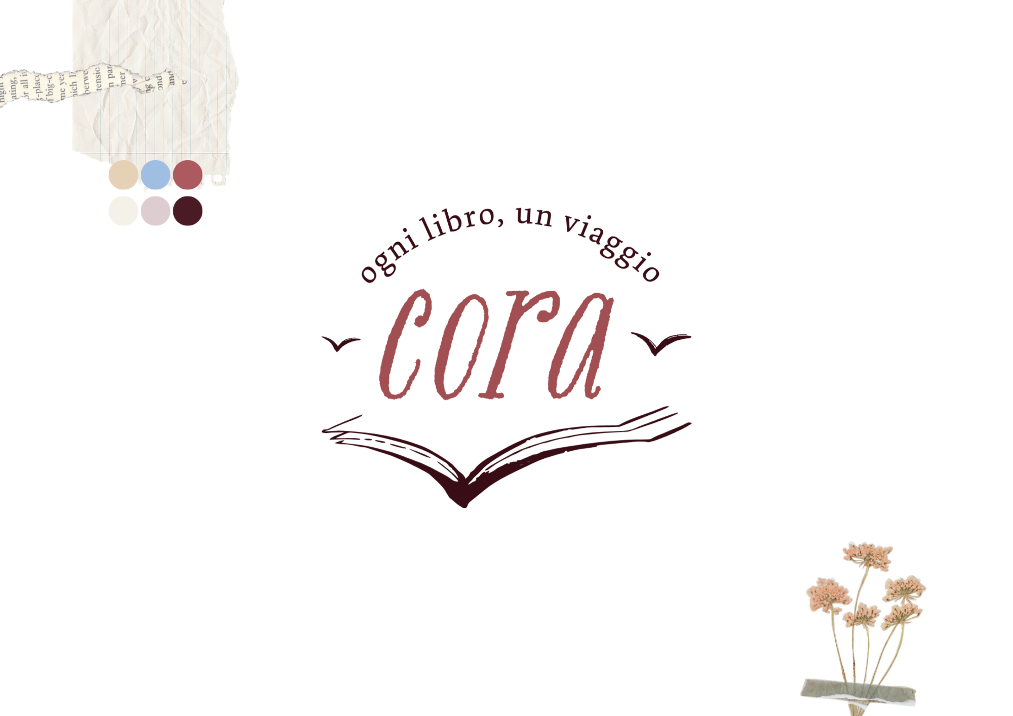 Il logo di Cora, ispirato ai libri e all'idea di un volo libero