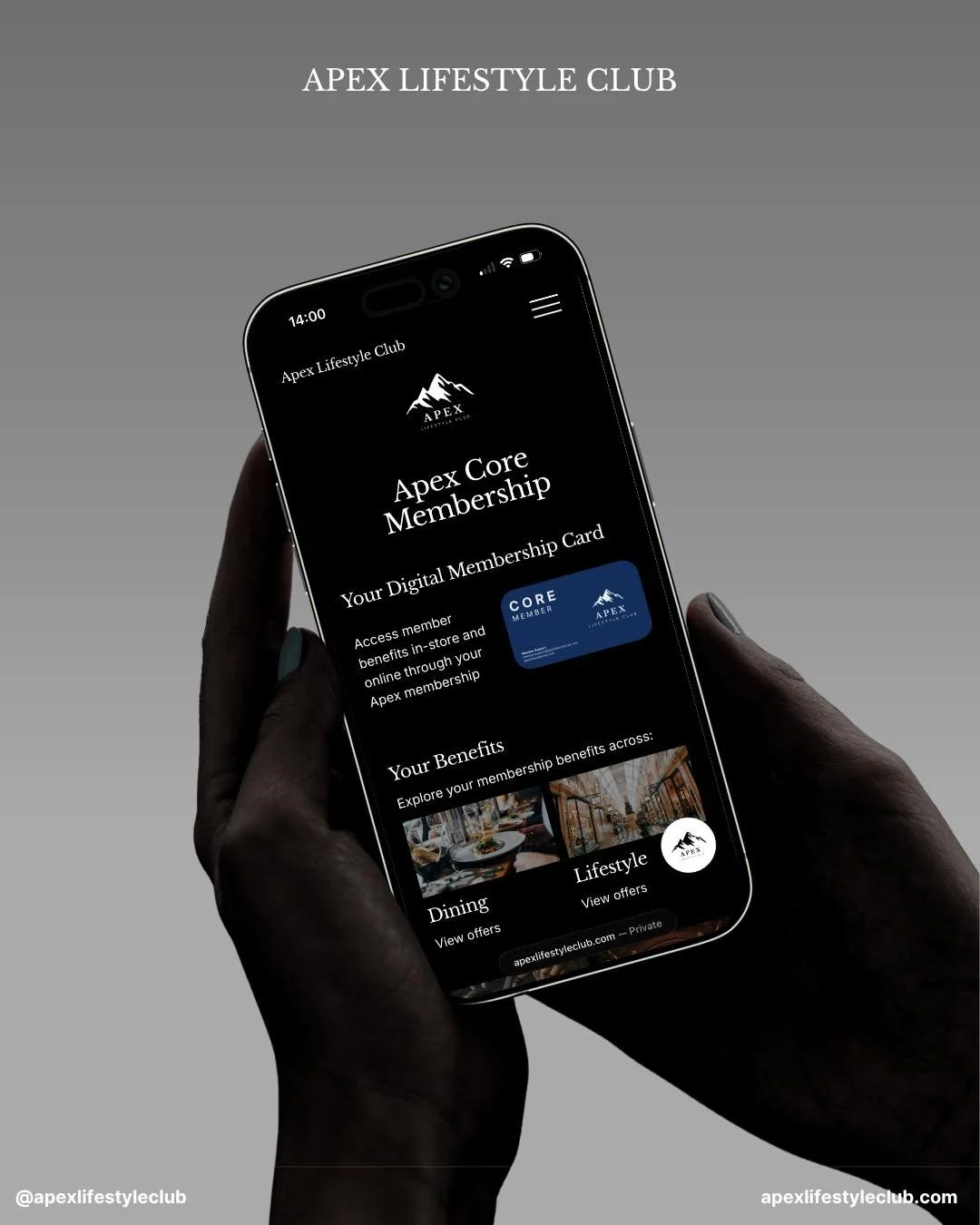 Designed around the way you live, dine and explore.

Apex Core gives members access to exclusive benefits across dining, lifestyle, fitness and experiences through the Apex member platform.

We&rsquo;re continuing to build our founding partner networ