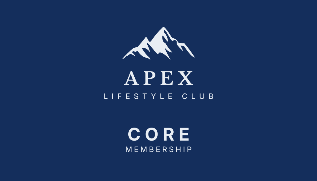 Logo for Apex Lifestyle Club showing a mountain graphic, with the text 'Apex Lifestyle Club' and 'Core Membership'