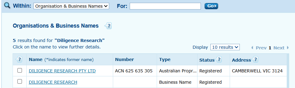 How to find a company's ACN — DATAV3