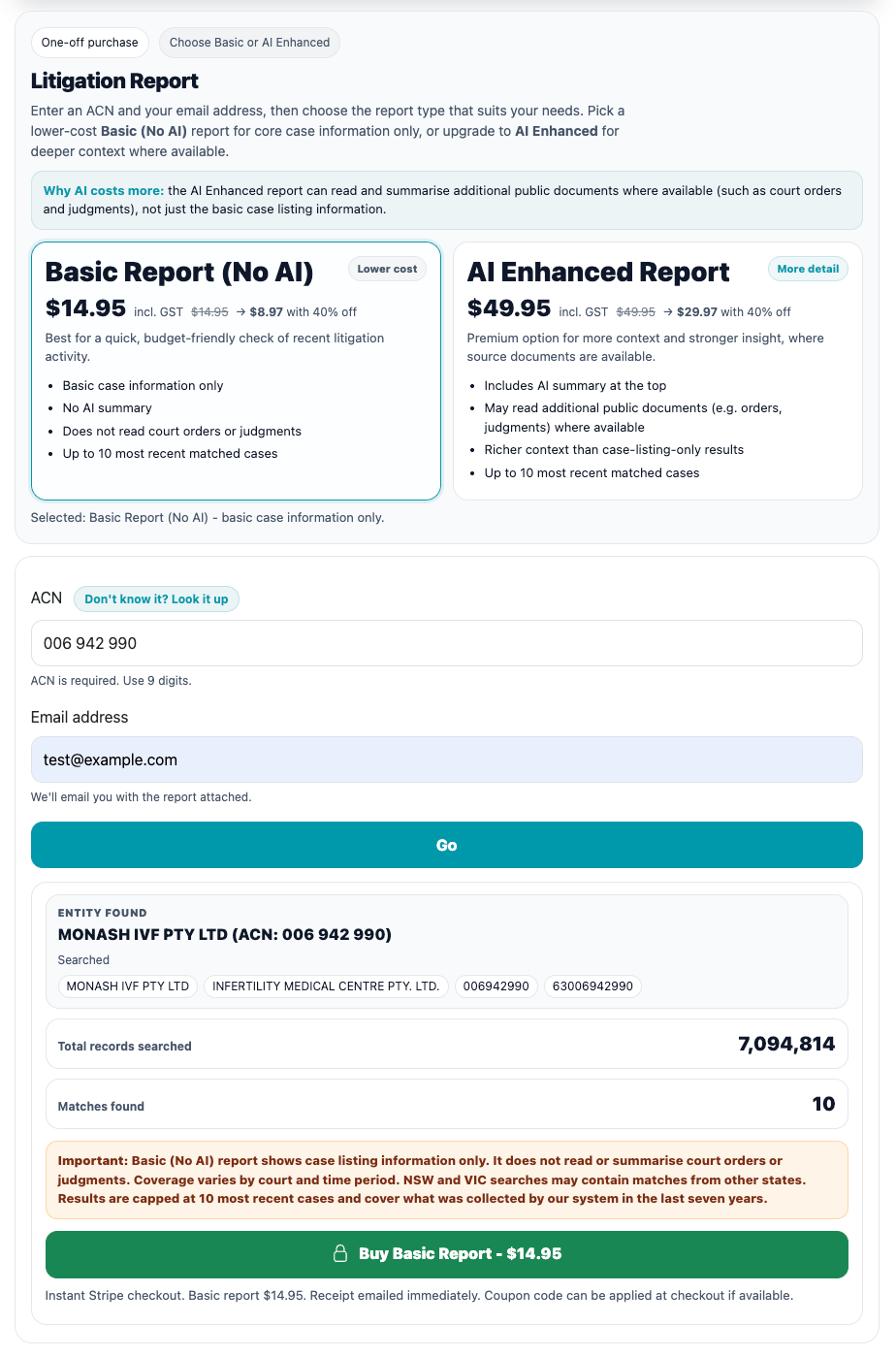 Litigation search - Australian courts & tribunals - DATAV3