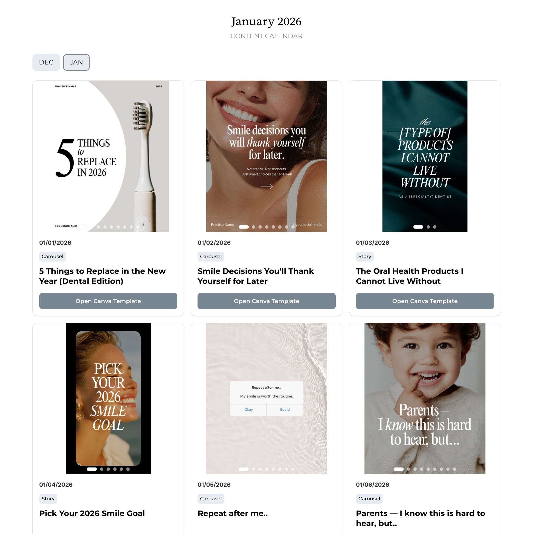 A smiling woman with light brown hair and closed eyes, with bold white text overlaying her face saying, "Monthly Specials" repeated three times.