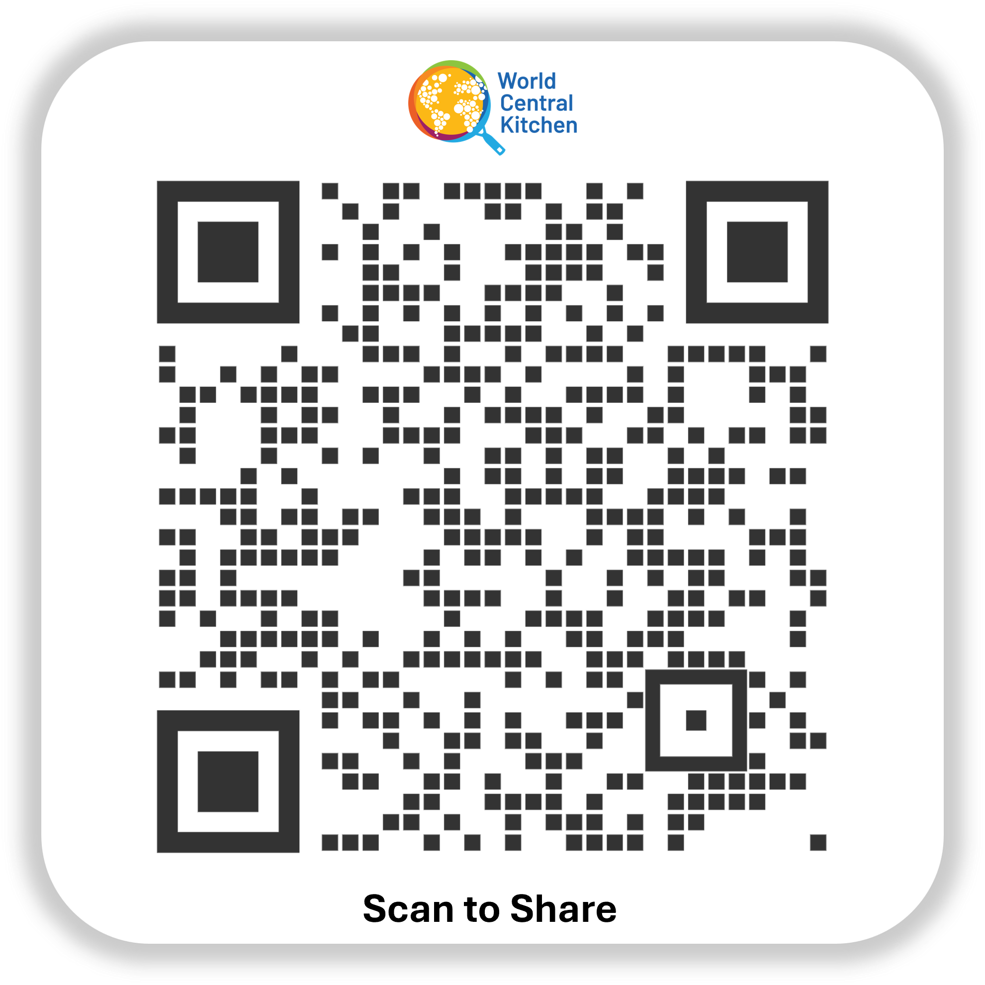 Scannable QR Code for World Central Kitchen.