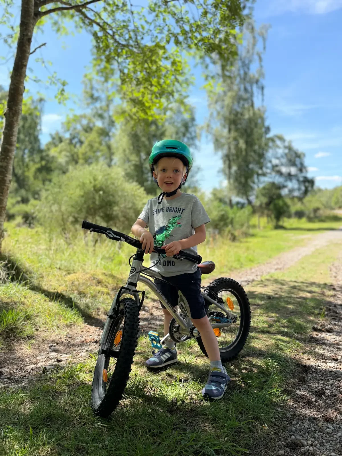 boy learning bike skills