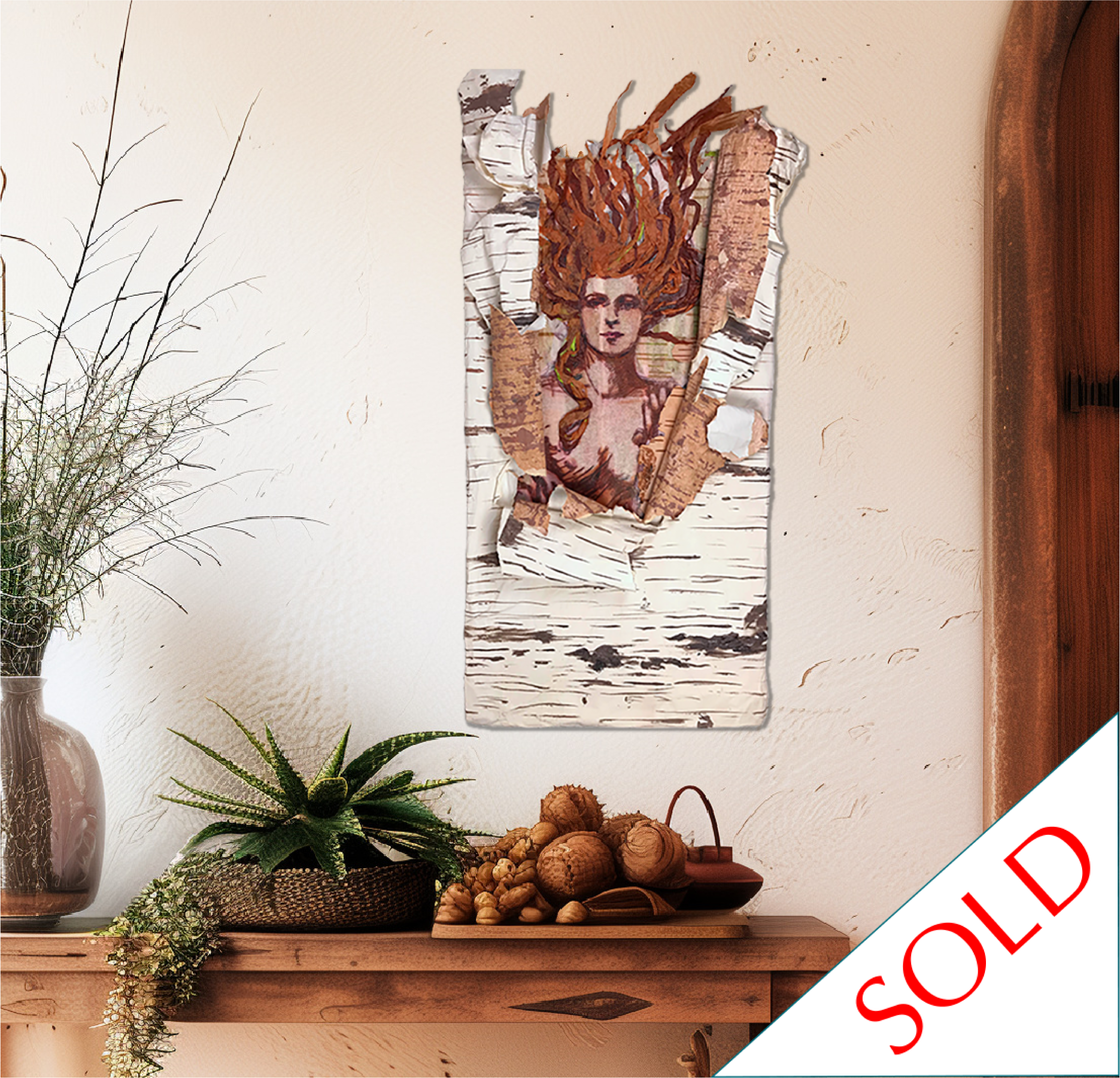 STARMILL DRYAD - Original 3-D Mixed-media collage wall Art