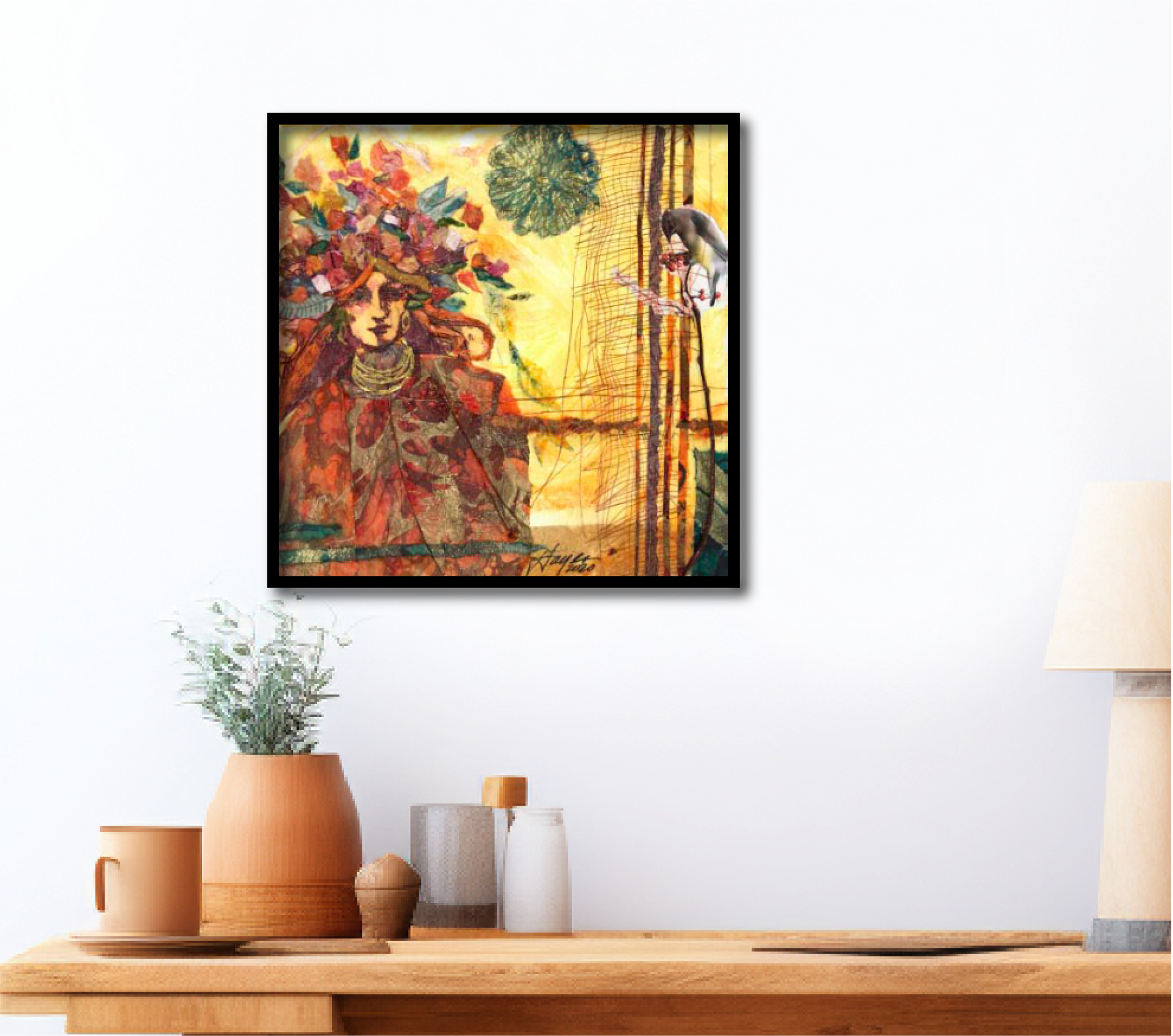 AUTUMN SPLENDOR - Original Framed Mixed-Media Collage Art