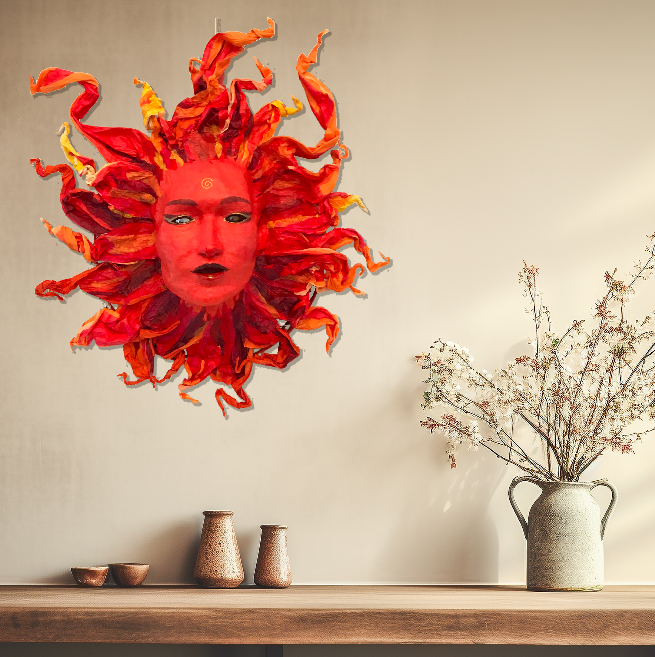 SPIRIT OF THE SOUTH - Original Sun Goddess Papier-Mâché Wall Art