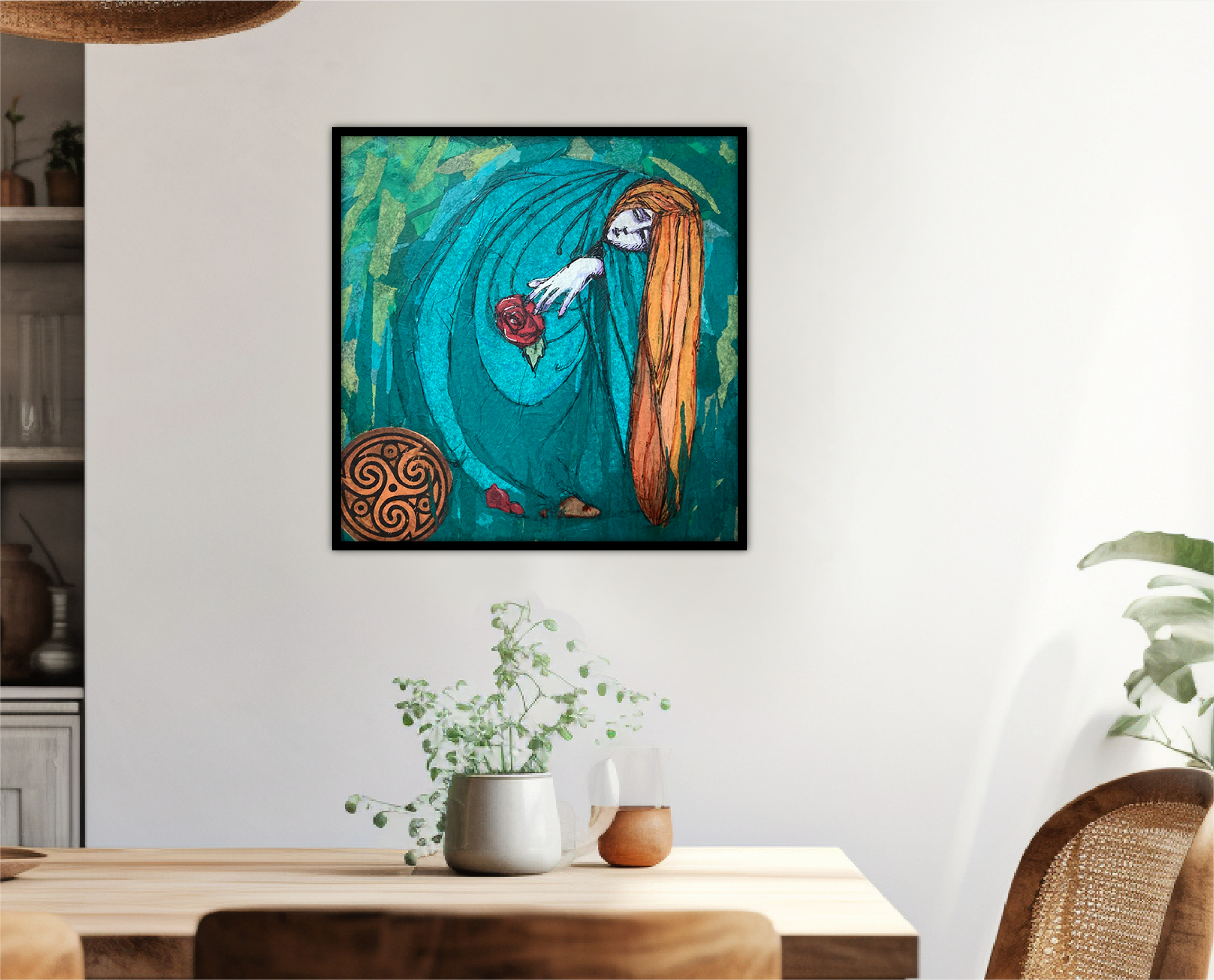DEIRDRE OF THE SORROWS - Original Framed mixed-media collage art
