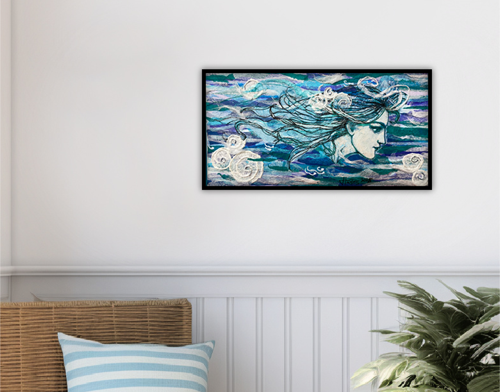 BOREALIS- Original Framed Mixed-Media Collage Portrait