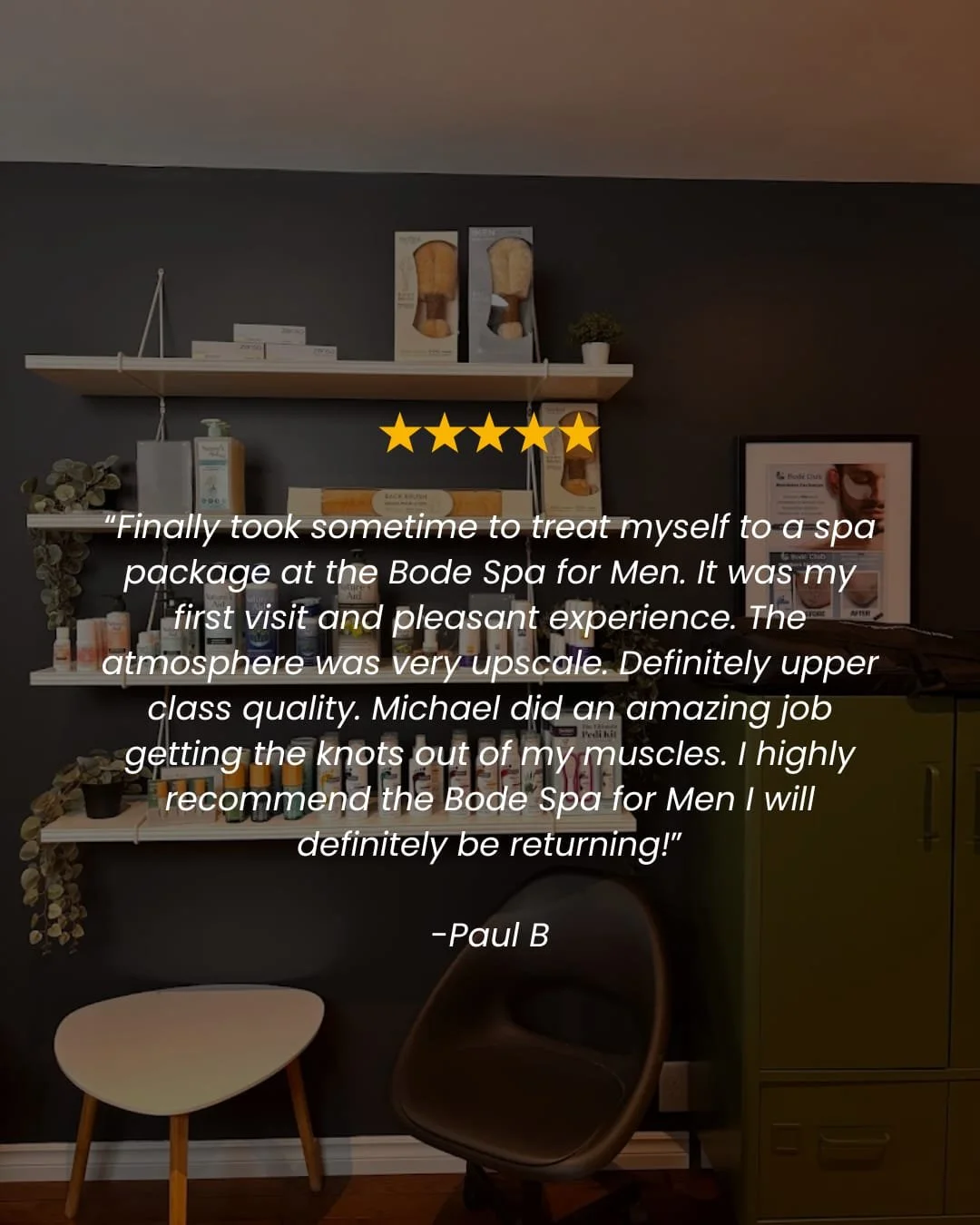 Nothing makes our day like hearing from clients who leave feeling refreshed, confident, and well taken care of.

Thank you to our clients who take the time to share their experience, we appreciate you.

#TestimonialTuesday #BodeSpaForMen #MensWellnes