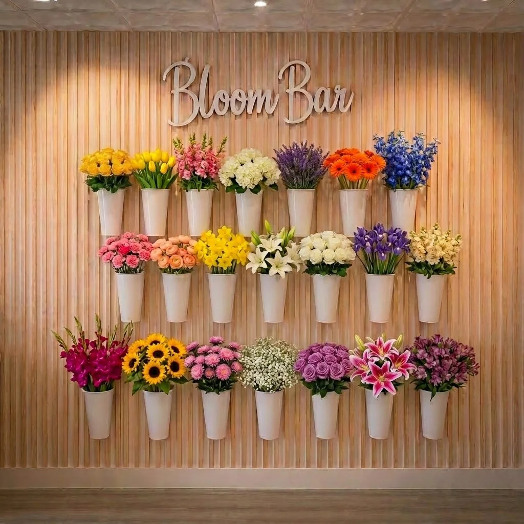 Fresh flower selection at The Bloom Bar in Katy TX where guests choose blooms to create their own bouquet