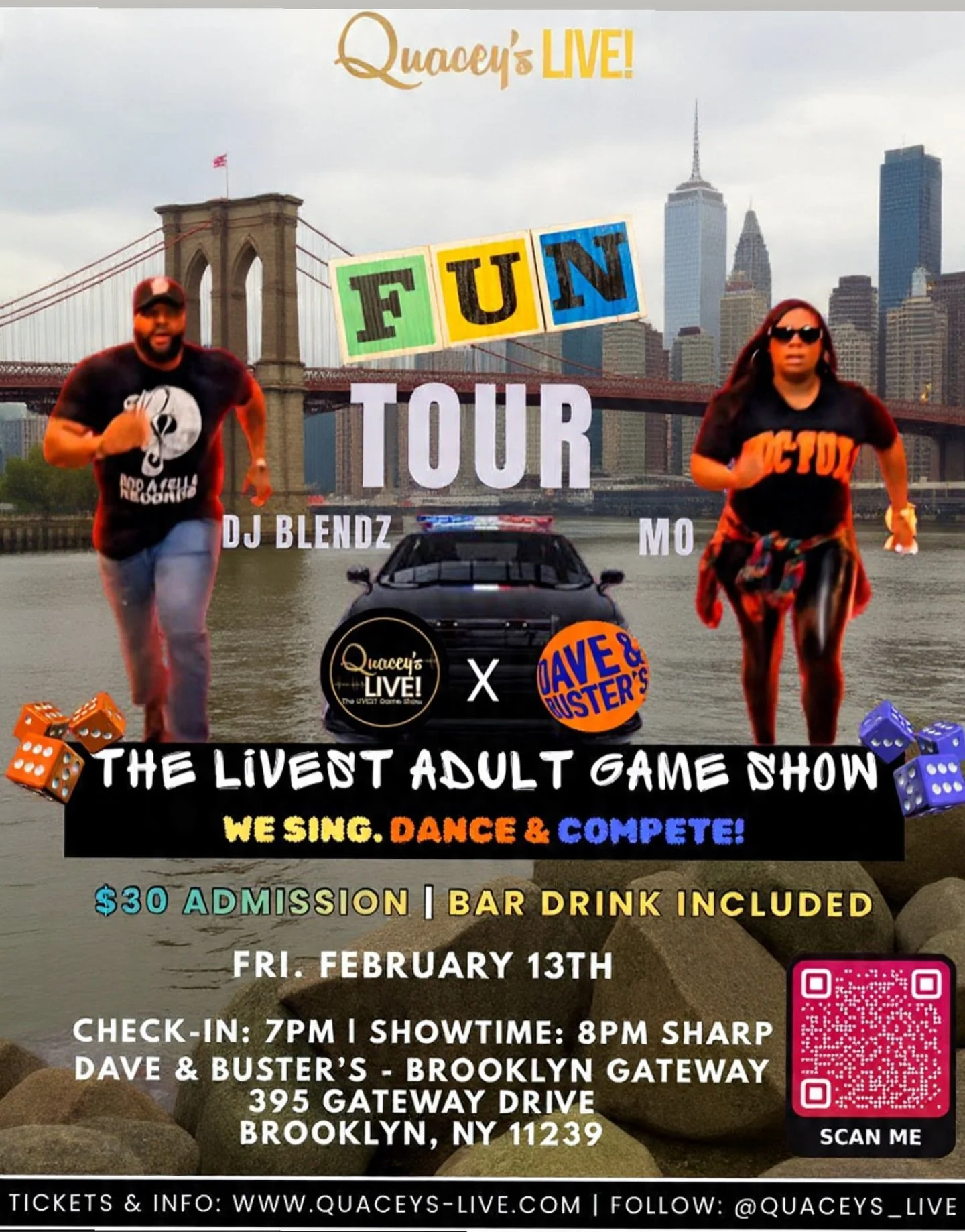 NEXT FRIDAY, BROOKLYN 2/13🔥 Low Ticket Warning, Don&rsquo;t Wait On It!

#QuaceysLIVE #TheLivestGameShow #OTRFunTour 
#GameNight 
#nightout