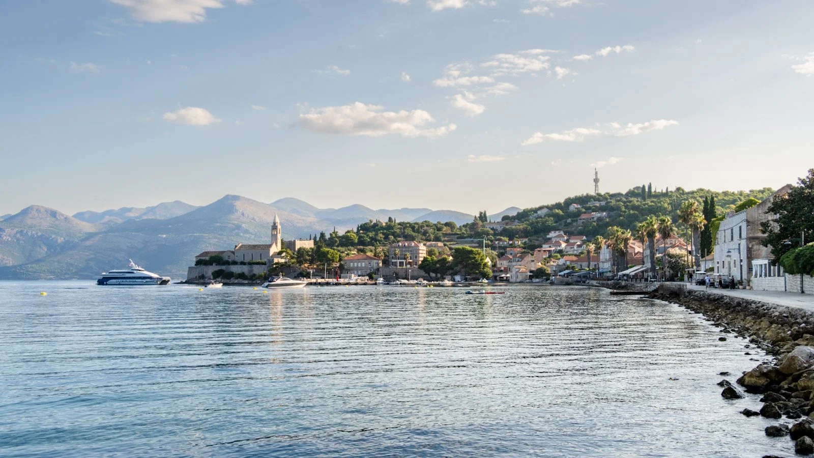 Early morning ferry arriving into Lopud Island in Croatia bound for Dubrovnik. Taken August 2025