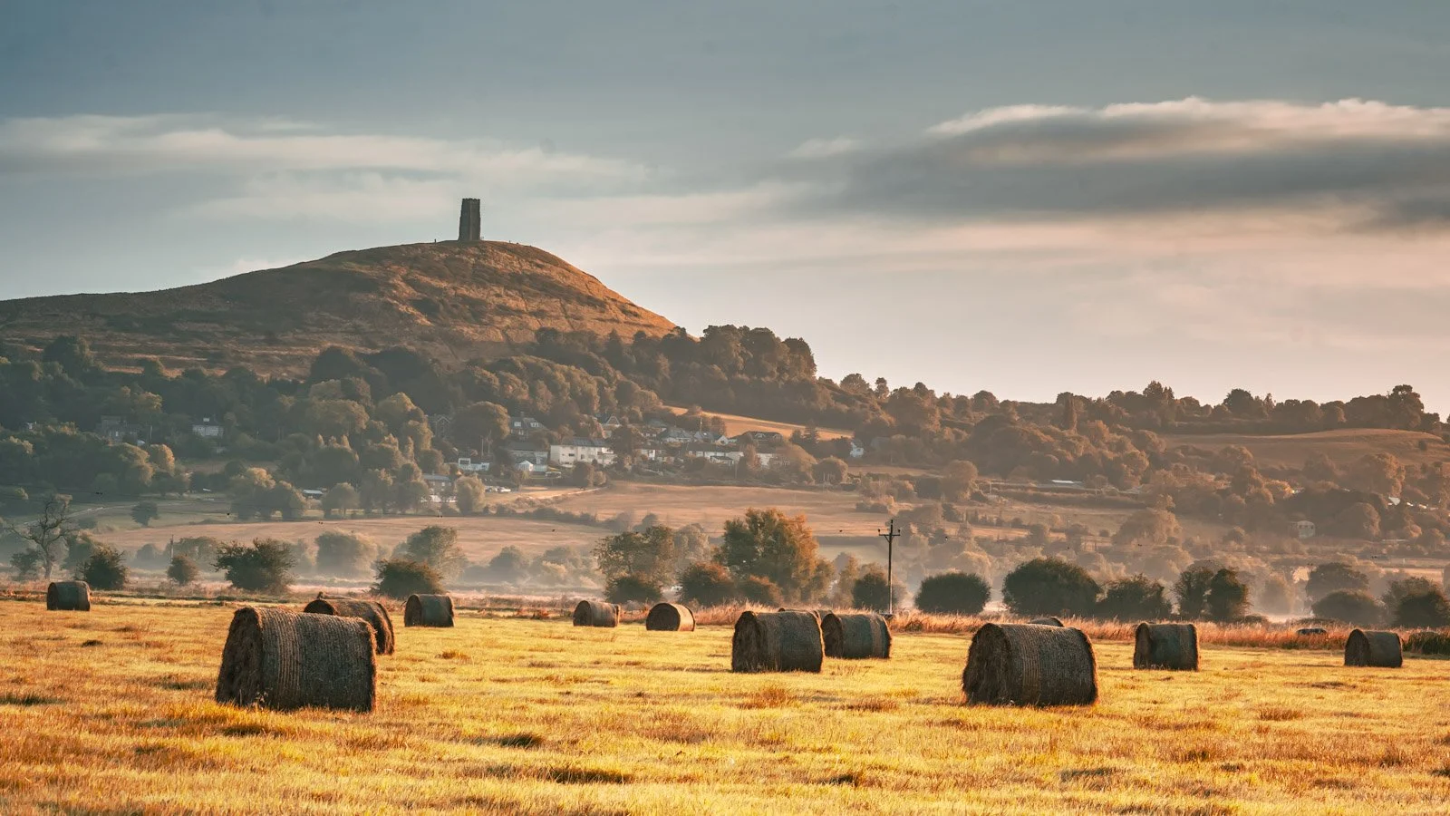 Hay bales and Glastonbury Tor by Tim Tate.jpg