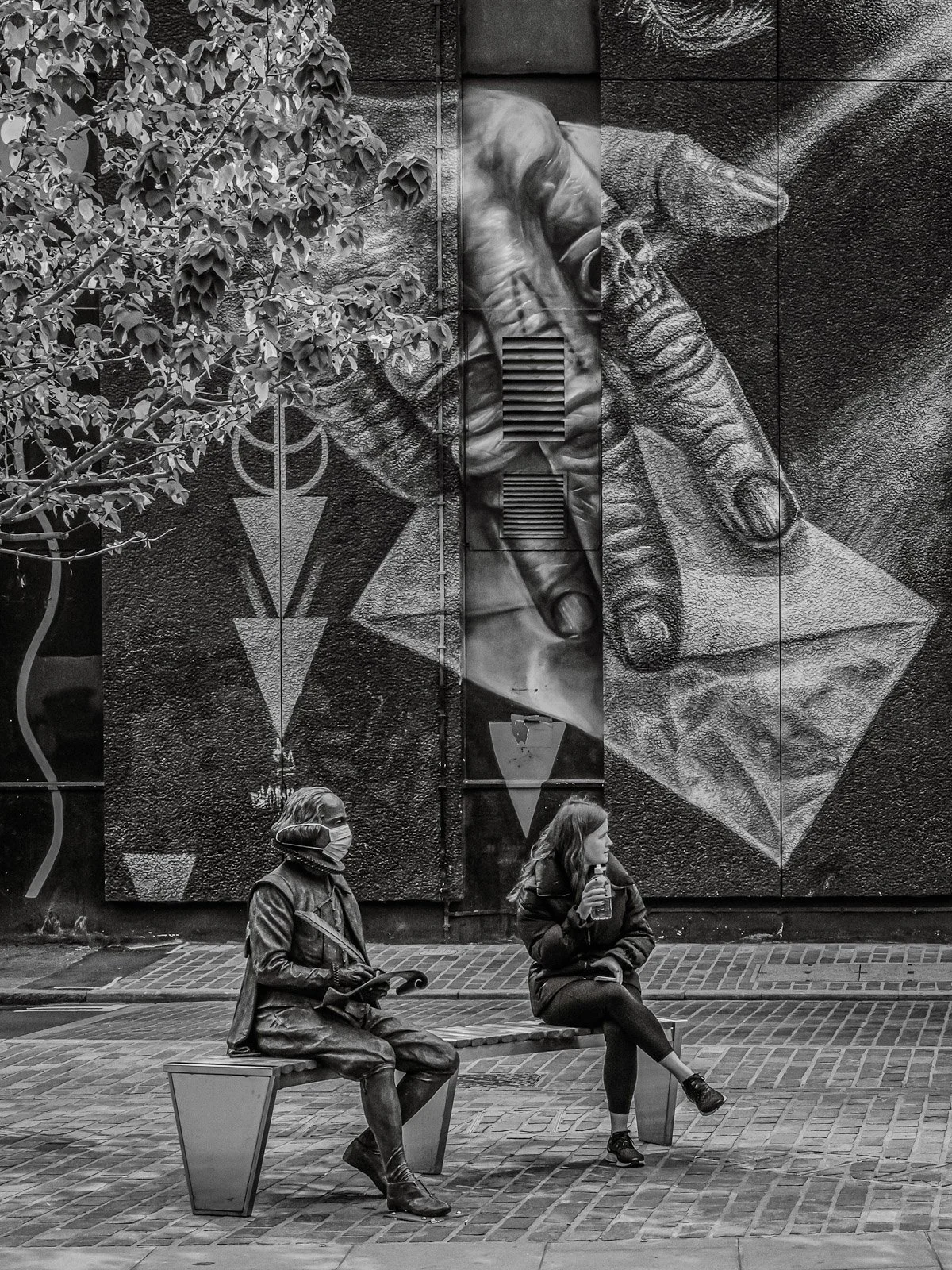 Lady waiting near Shakespeare statue in London by Tim Tate.jpg