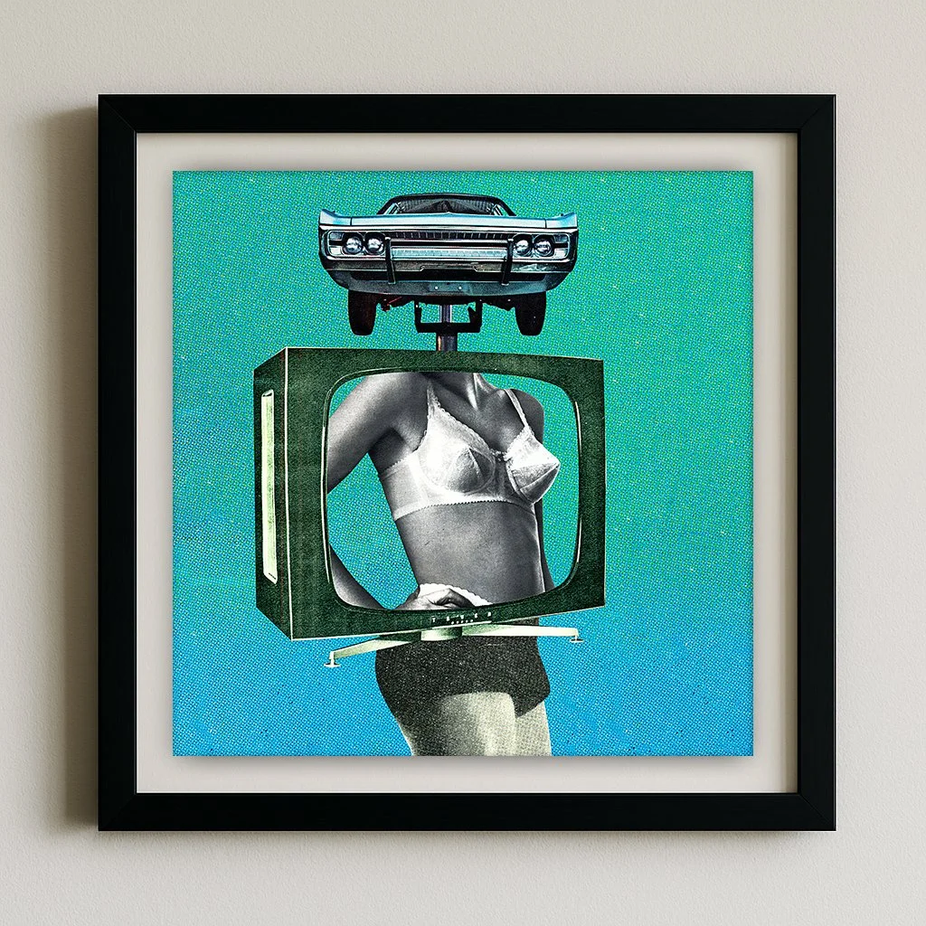 satirical Americana, ironic feminist collage
