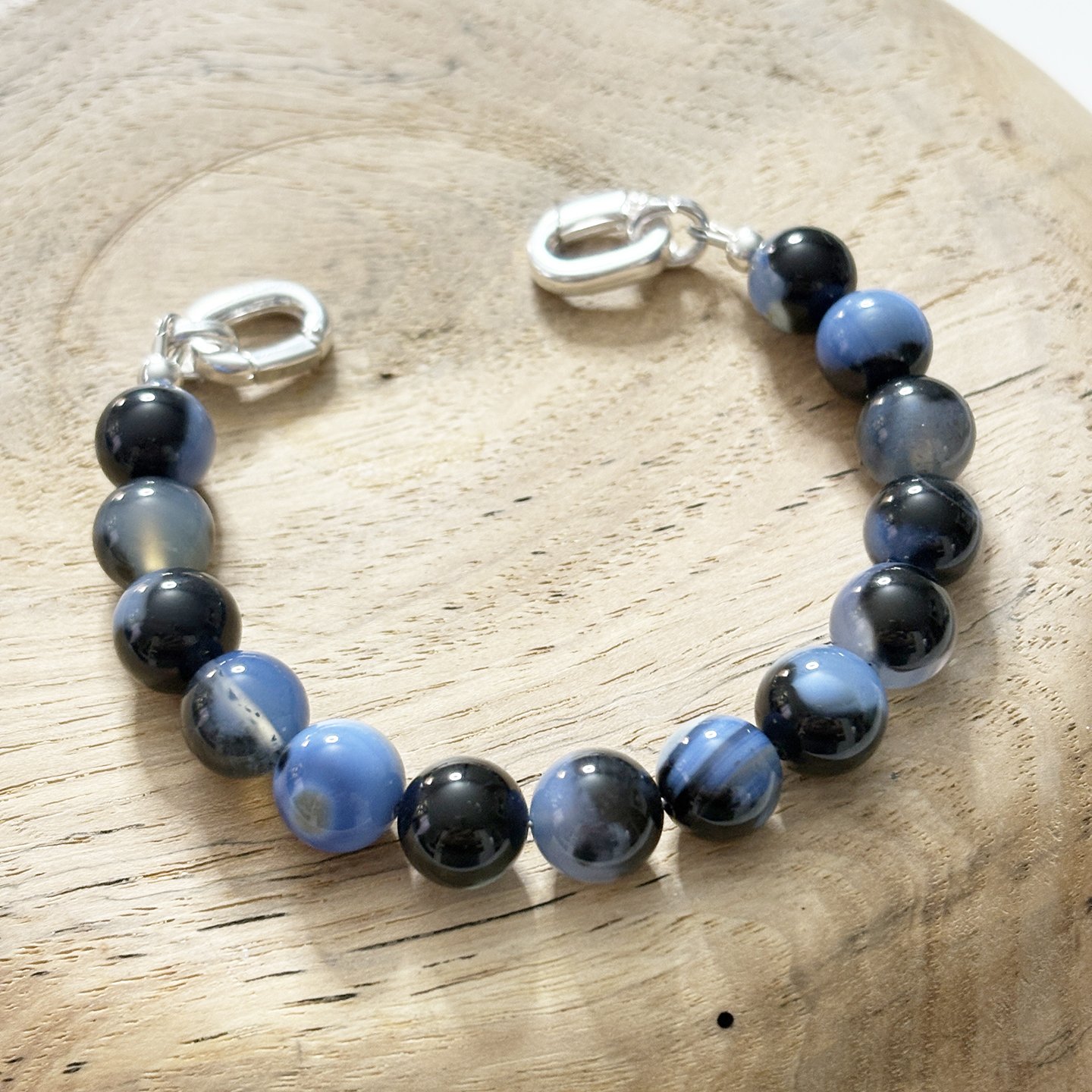 Storm Line Agate Gemstone Bead Strand