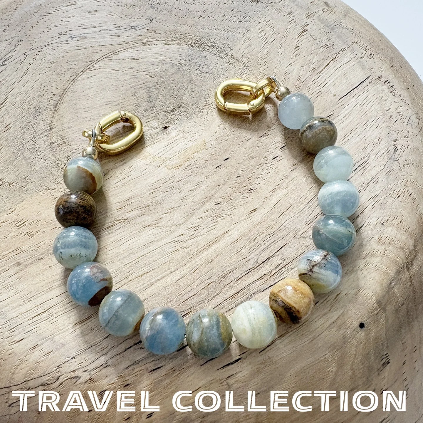 Argentina – Argentina Banded Blue Calcite Gemstone Bead Strand