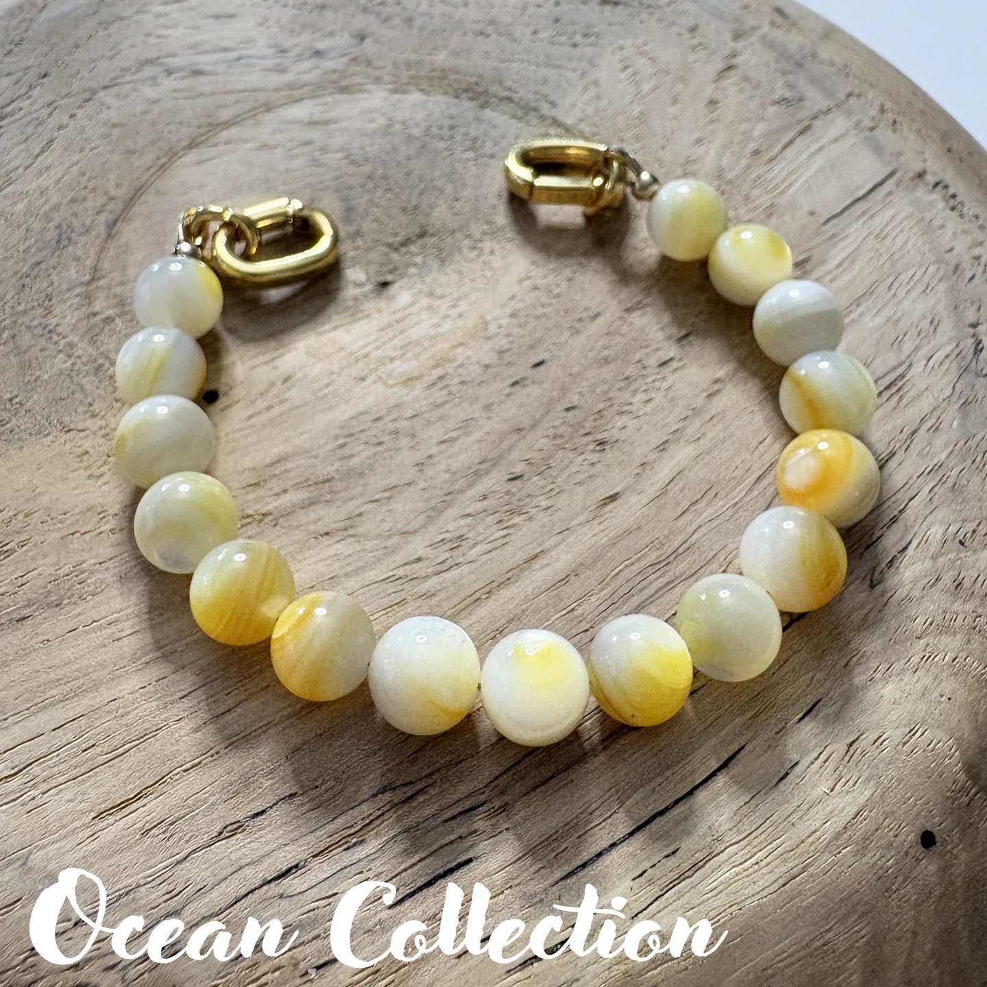 Gold Lip Shell Gemstone Bead Strand