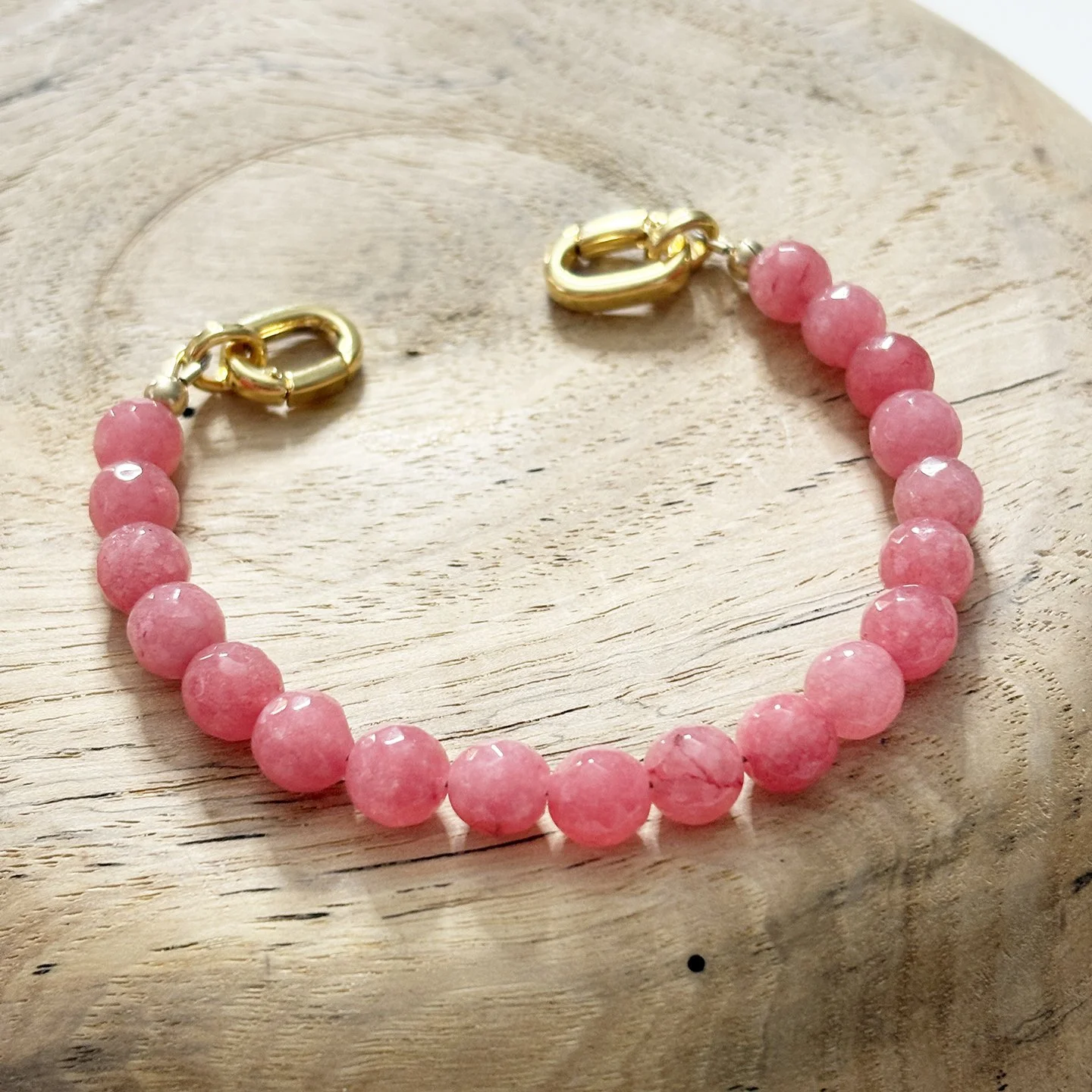 Coral Dyed Jade Gemstone Bead Strand