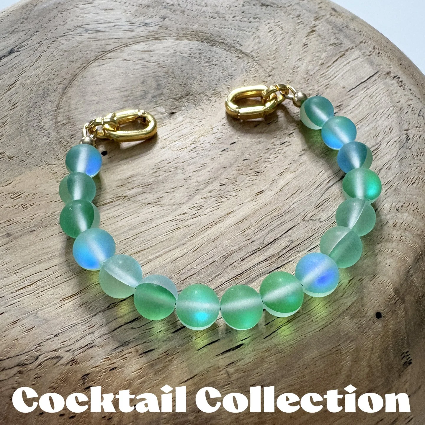 "Mermaid Water" Beach Style Fused Glass Bead Strand