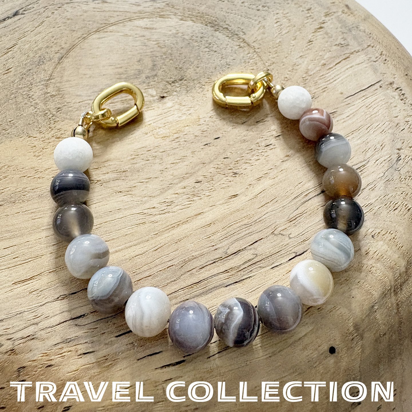 Botswana, Africa – Botswana Agate & Quartz Gemstone Bead Strand