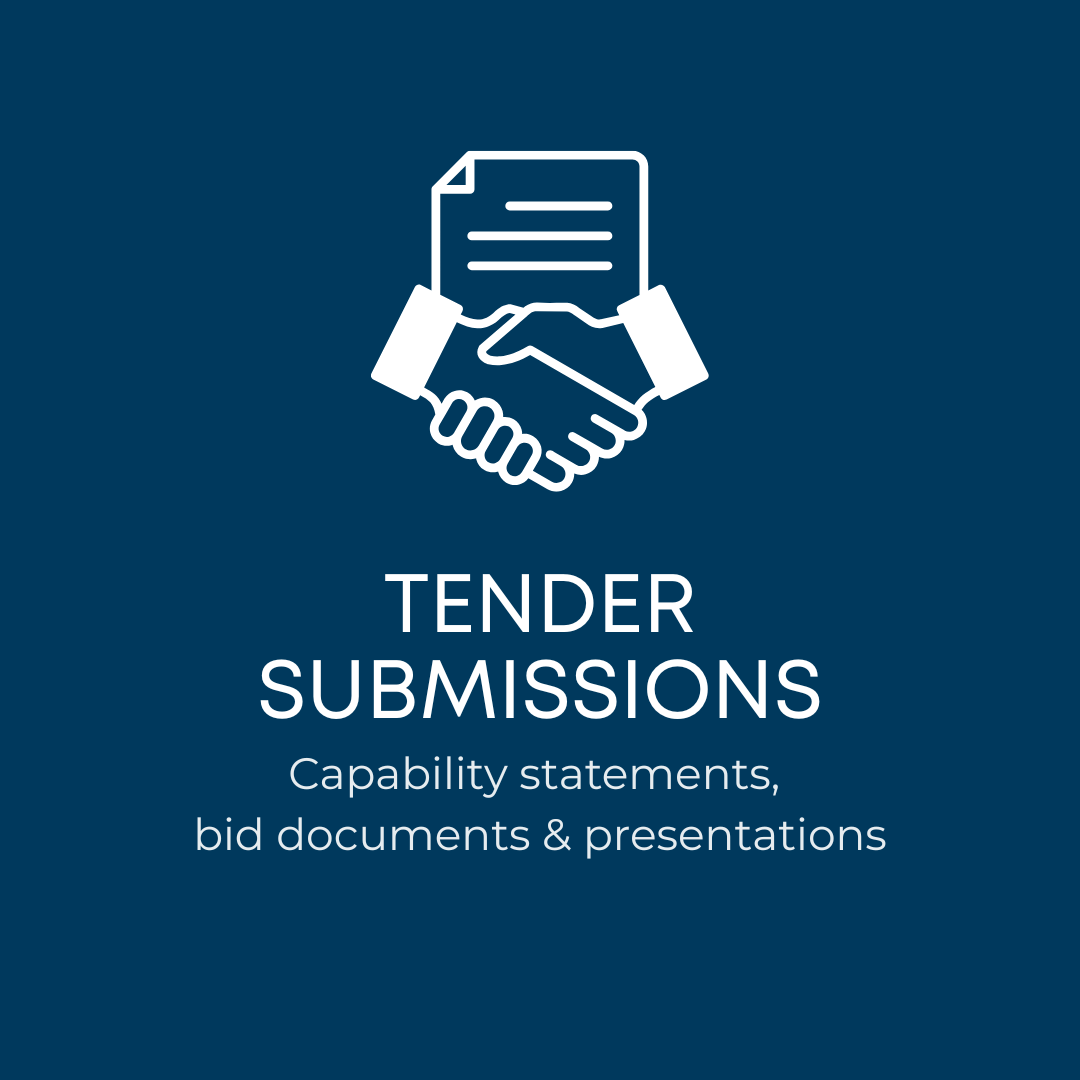 Tender submissions including capability statements, bid documents and presentations