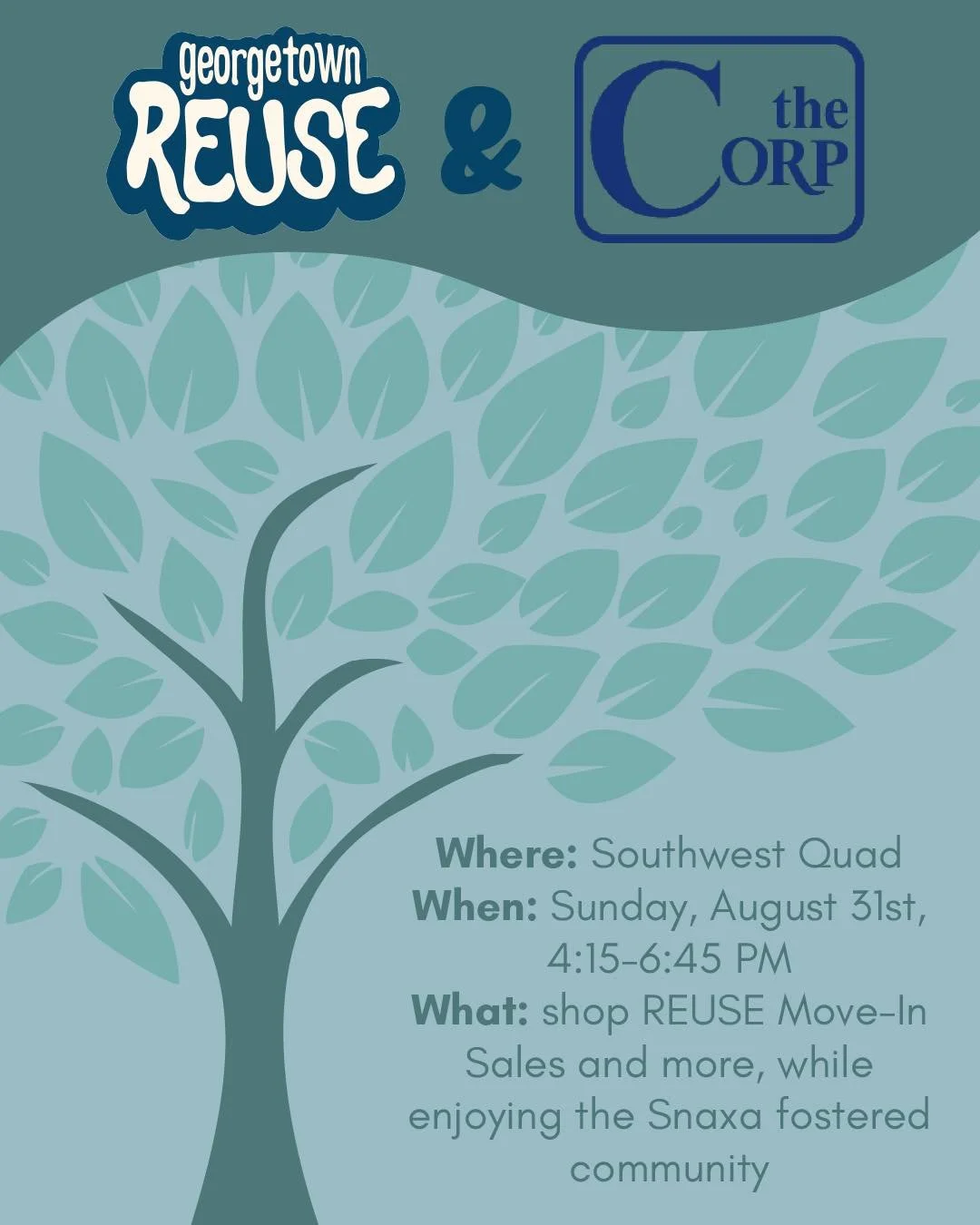 Come shop our sale this Sunday in the SWQ from 4:15 - 6:45!
We’re partnering with Snaxa to provide a space for you to kick off your semester. Confirmed summer orders will also be available for pickup!