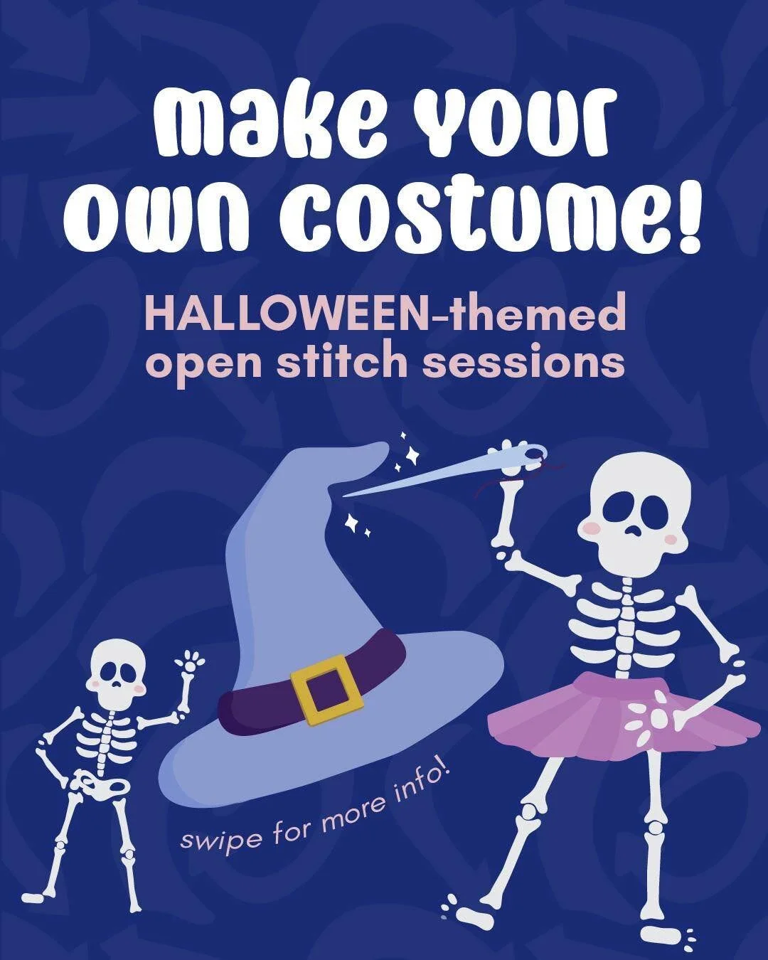 Still searching for the perfect Halloween costume? 🎃
Come by our Open Stitch Sessions in Lau 1 this week to make your own!
